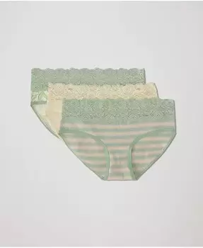 Женские трусы с кружевом на талии, комплект из 3 шт Pact, мультиколор