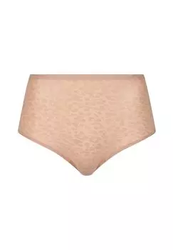 Женские трусы с талией - блестящие, объемные, с завышенной талией, мягкие эластичные, бесшовные, невидимые, один размер 36-44 CHANTELLE, цвет Braun Leo Shimmer One Size