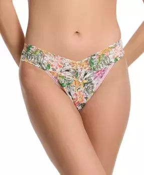 Женские трусы-стринги Original Rise с кружевом и принтом Signature Hanky Panky, белый