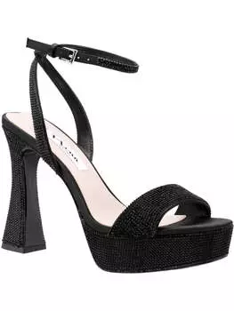 Женские туфли Angella на платформе с ремешком на щиколотке и стразами Nina, цвет black luster satin