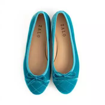 Женские туфли Beba Velvet Flat Shoe бирюзового цвета HOUSE OF ZALO