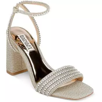 Женские туфли Becca со стразами на каблуках Badgley Mischka, цвет silver textile