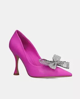 Женские туфли Belac с острым носком, блестящим бантом и каблуком-воронкой Lola Cruz, фуксия