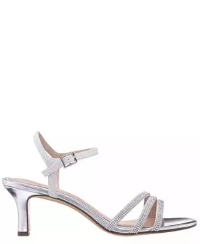 Женские туфли Bettany на среднем каблуке с асимметричными ремешками из кристаллического стекла Nina, серебро