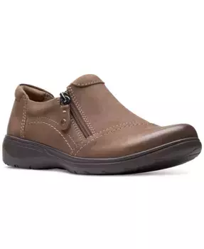 Женские туфли Carleigh Ray с круглым носком и боковой молнией Clarks, коричневый/бежевый