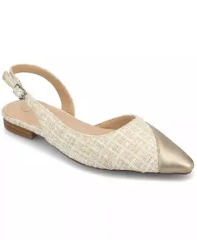 Женские туфли Daphnne Slingback с острым носком и плоским носком Journee Collection, коричневый/бежевый