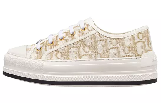 Кроссовки Walk'n'DIOR Skateboard Shoes Women's Low-Top White Gold