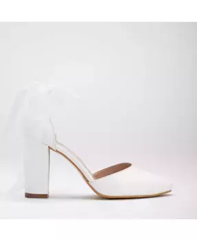 Женские туфли Gisele на высоком квадратном каблуке с лентой Forever & Always Shoes, белый