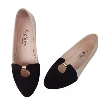 Женские туфли Ives Flat черного/светло-персикового цвета Aerin