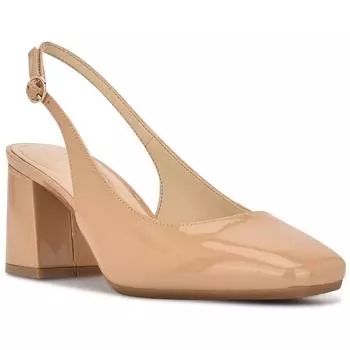 Женские туфли из искусственной кожи с открытым носком и каблуком-ремешком Nine West, цвет light natural