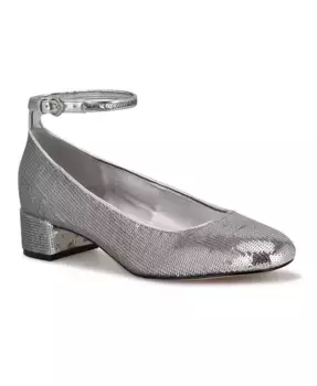 Женские туфли-лодочки Amaize на блочном каблуке с ремешком на щиколотке Nine West, серебряный