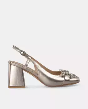 Женские туфли-лодочки без задника с закругленным носком Alma en Pena, золото