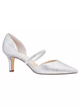 Женские туфли-лодочки Brystol с каблуком, покрытым стразами Nina, цвет silver duchess