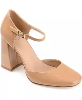 Женские туфли-лодочки Hesster на блочном каблуке с ремешком на щиколотке Journee Collection, коричневый/бежевый