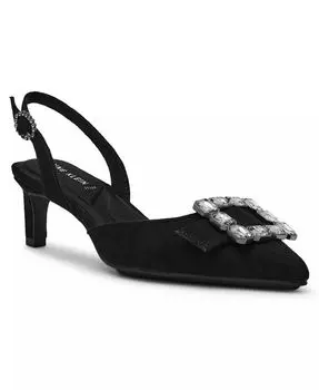 Женские туфли-лодочки Inez Crystal Ornament на каблуке-рюмочке с открытой пяткой Anne Klein, черный