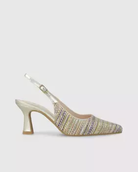 Женские туфли-лодочки из кожи и ткани с эффектом рафии Lodi, мультиколор