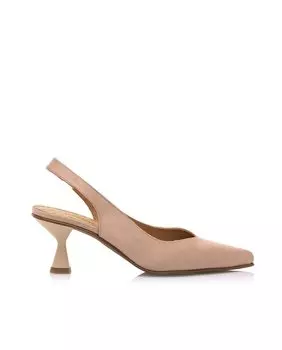 Женские туфли-лодочки из ткани телесного цвета с пяткой на пятке Mustang, розовый