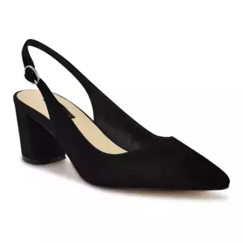 Женские туфли-лодочки Kamsee с открытой пяткой и блочным каблуком Nine West, цвет black suede