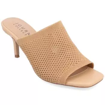 Женские туфли-лодочки Leighton Soft Knit Slip On с открытым носком из коллекции Journee, цвет tan