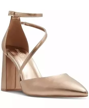 Женские туфли-лодочки Milley на блочном каблуке с острым носком и ремешком Aldo, золотой