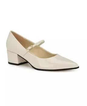 Женские туфли-лодочки на блочном каблуке с острым носком Prix Nine West, слоновая кость