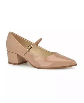 Женские туфли-лодочки на блочном каблуке с острым носком Prix Nine West, бежевый