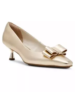 Женские туфли-лодочки на каблуке-рюмочке с бантом Theresa Anne Klein, золото