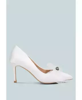 Женские туфли-лодочки Odette Diamante с бантом и стразами на шпильке London Rag, белый