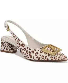 Женские туфли-лодочки Racer Ornament с острым носом, квадратным каблуком и открытой пяткой Franco Sarto, мультиколор