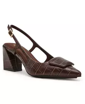 Женские туфли-лодочки Renetta на устойчивом каблуке с ремешком на щиколотке Anne Klein, коричневый