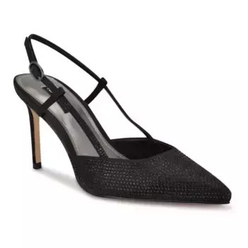 Женские туфли-лодочки Rumer с острым носком и открытой пяткой Nine West, цвет black satin