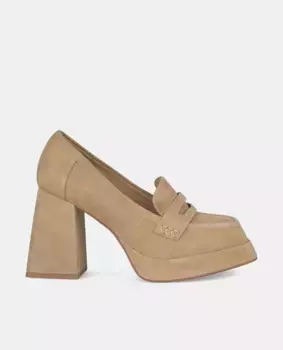 Женские туфли-лодочки с квадратным носком на блочном каблуке Alma en Pena, цвет Camel