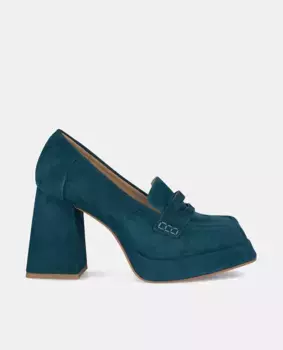 Женские туфли-лодочки с квадратным носком на блочном каблуке Alma en Pena, темно-синий