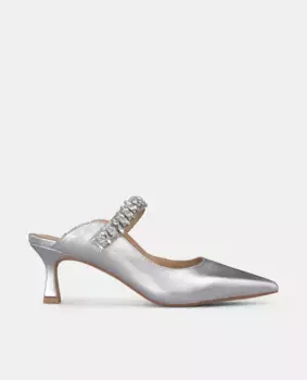 Женские туфли-лодочки с острым носком и отделкой стразами Alma en Pena, серебряный