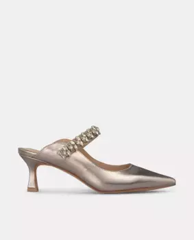 Женские туфли-лодочки с острым носком и отделкой стразами Alma en Pena, золото