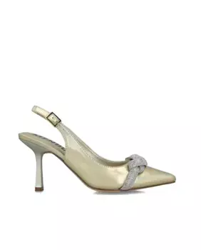 Женские туфли-лодочки с открытой пяткой и аппликацией из стразов Menbur, золото