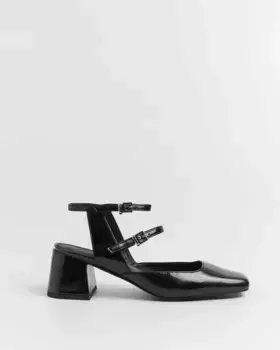 Женские туфли-лодочки с открытой пяткой и застежкой на две пряжки Mim, черный