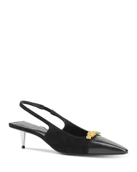 Женские туфли-лодочки с открытой пяткой и острым носком Tiger Hardware Gucci, цвет Black