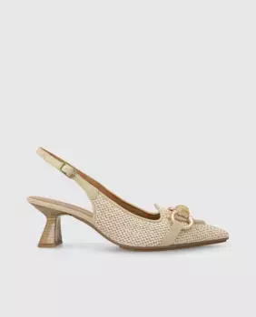 Женские туфли-лодочки с открытой пяткой из кожи и рафии с отделкой Lodi, белый