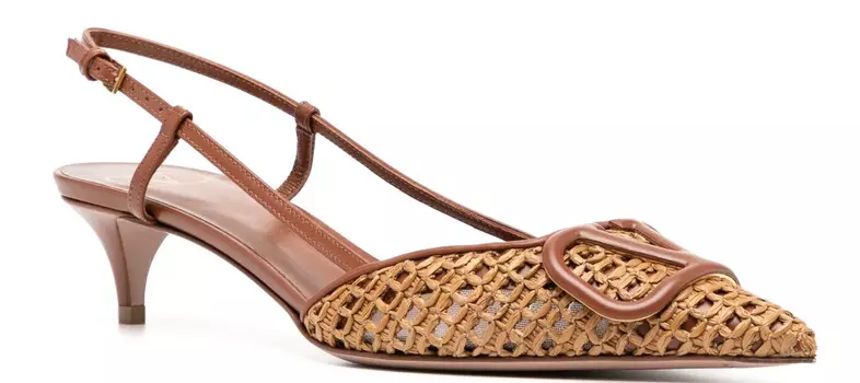 Женские туфли-лодочки с открытой пяткой с логотипом Valentino Garavani, коричневый