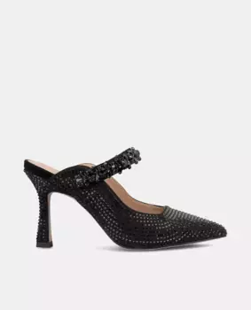 Женские туфли-лодочки с открытым носком и ремешком из стразов Alma en Pena, черный