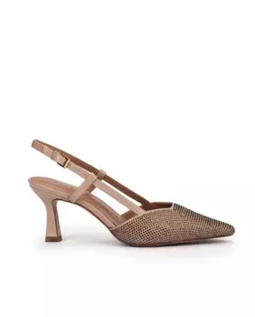 Женские туфли-лодочки с пяткой на пятке с блестками и пряжкой Pedro Miralles, бежевый