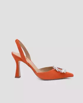 Женские туфли-лодочки с пяткой на пятке из оранжевой кожи Mr. Mac Shoes, оранжевый