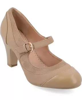 Женские туфли-лодочки Siri с круглым носком Mary Jane Journee Collection, коричневый/бежевый