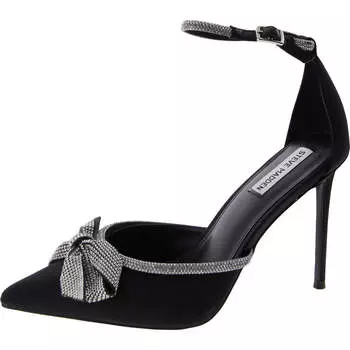 Женские туфли-лодочки со стразами и бантом Value Steve Madden, цвет black satin