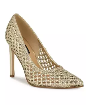 Женские туфли-лодочки Tatiana на шпильке с острым носом и плетеным узором Nine West, золотой