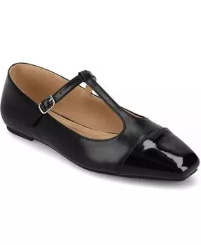 Женские туфли-лодочки Theah T-Strap Cap Toe Mary Jane Flats Journee Collection, черный