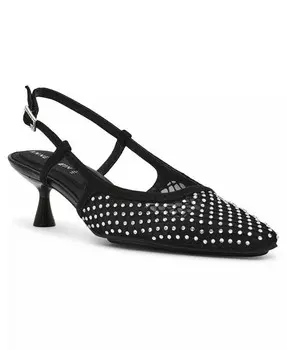 Женские туфли-лодочки Thia со стразами и открытой пяткой на пятке Anne Klein, черный