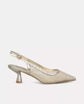 Женские туфли-лодочки в сетку с острым носком Alma en Pena, золотой