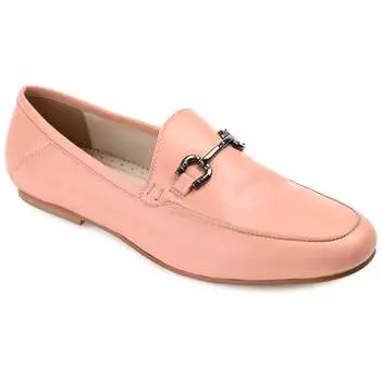 Женские туфли-лоферы Journee Signature Giia из натуральной кожи с круглым носком, без застежек, розовый